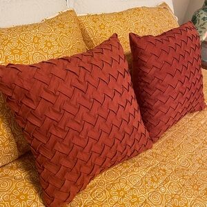 Rust Woven Throw Pillows